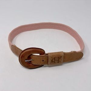 CH Pink Woven Brown Leather Buckle Belt